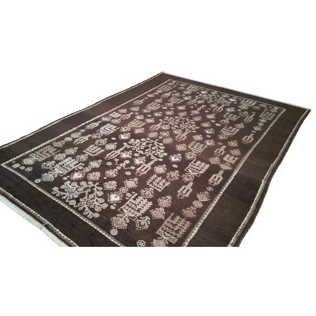 Moroccan Vintage Persian Bakhtiar Hand Made Knotted Rug - 7'x10' - Size Cat. 8x10 For Sale - Image 3 of 4