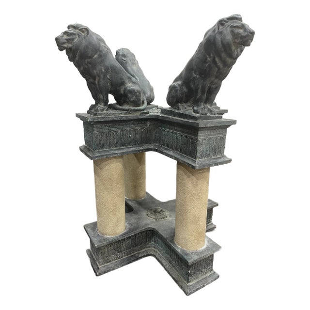 Neoclassical Four-Lion Composite Pedestal Table Base For Sale