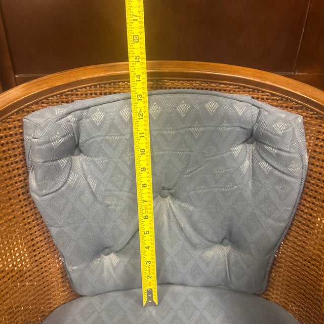 Vintage Hollywood Regency Cane Back Barrel Chairs Morganton Made in Usa For Sale - Image 11 of 12