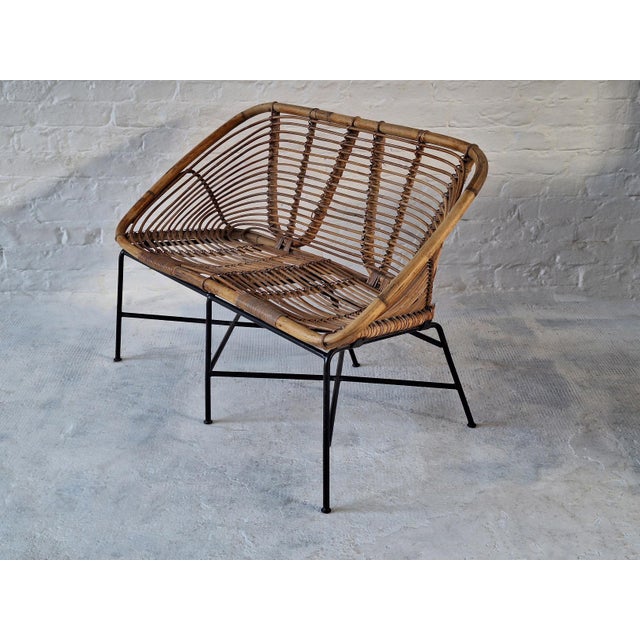 Black Mid-Century Italian Bamboo and Iron 2-Seater Sofa, 1960s For Sale - Image 8 of 9