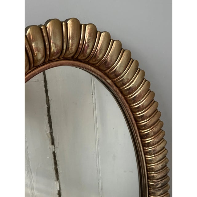 Mid 20th Century Vintage Gold Oval Mirror For Sale - Image 5 of 8