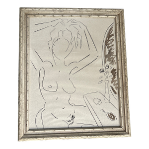 1970’s Original Matisse Style Abstract Nude Portrait Painting