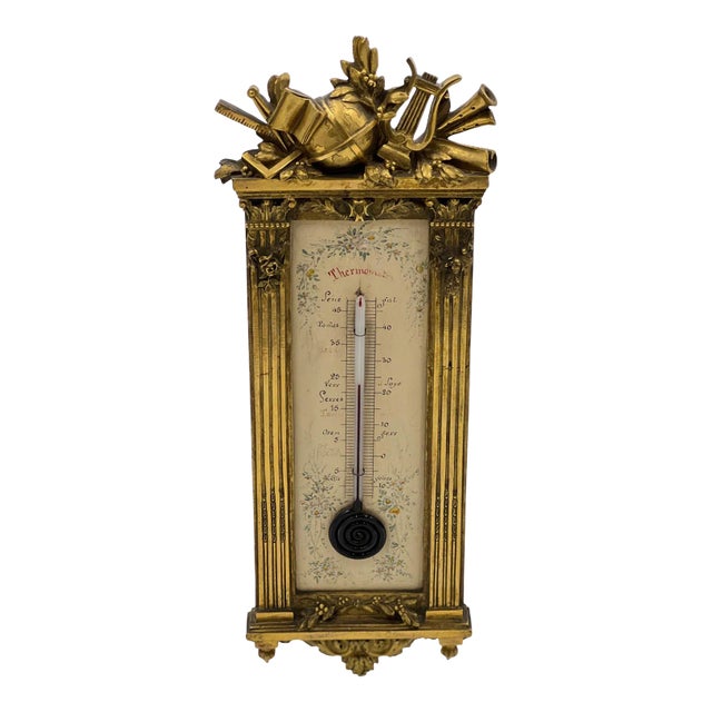 Circa 1880, Louis XVI Style Dore Bronze Thermometer For Sale