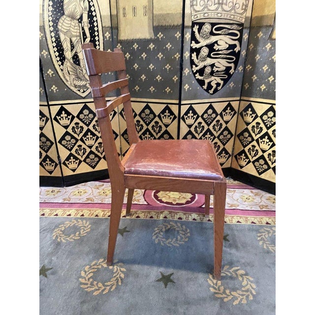Wood Chairs in Oak and Leather, 1950s, Set of 6 For Sale - Image 7 of 10