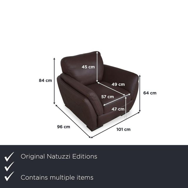 A399 3-Seater, 2-Seater and Lounge Chair in Dark Brown Leather from Natuzzi Editions, Set of 3 For Sale - Image 4 of 18