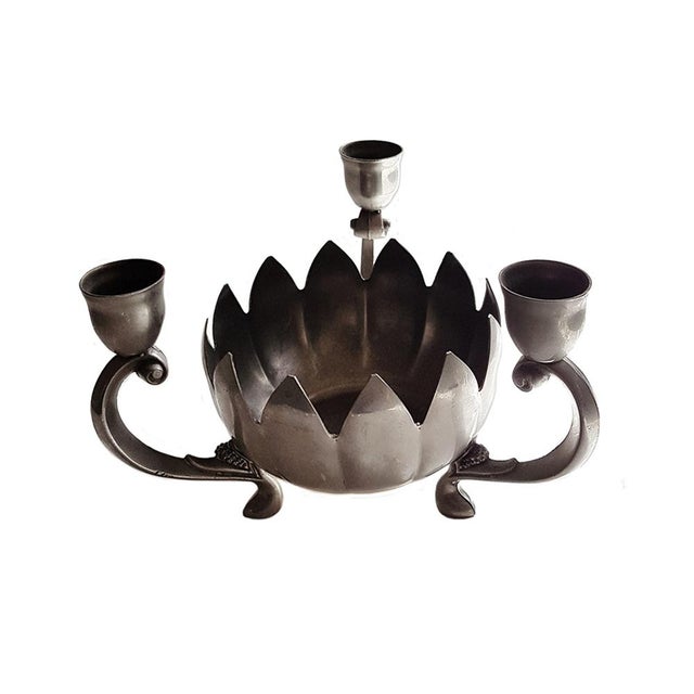 Silver Silver-Plated Candlestick with Scent Bowl For Sale - Image 8 of 8