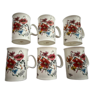 1990s Gucci Bone China Mugs, Floral, in Presentation Box