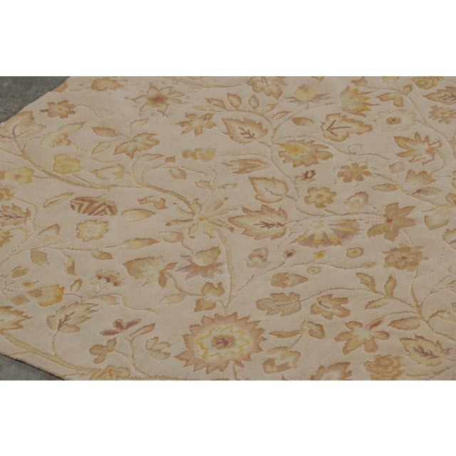 Rug & Kilim Rug & Kilim’s Tudor Style Rug in Cream With Beige-Brown Floral Patterns For Sale - Image 4 of 8