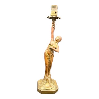 Antique Signed Ludwig Beck ( L. Beck ) Bronze Art Nouveau Table Lamp For Sale