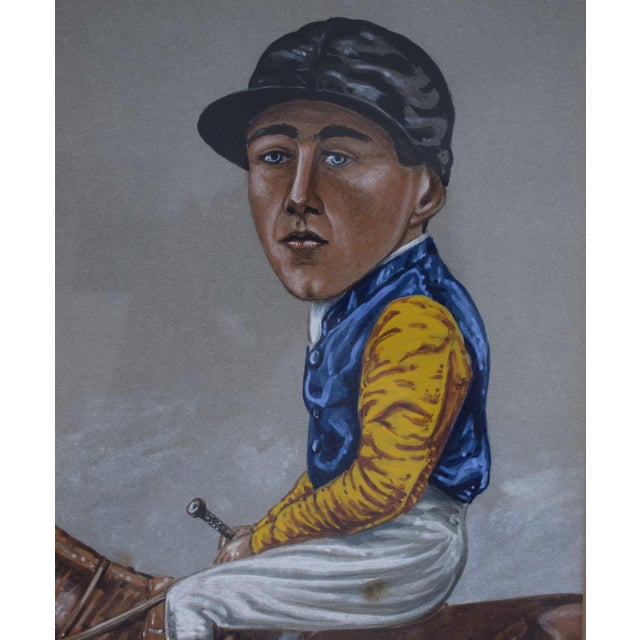 Traditional William Lane (1883-1920) Maj. Eustace Loder's Colours Jockey Pastel Watercolour Caricature Portrait by Nap For Sale - Image 3 of 7
