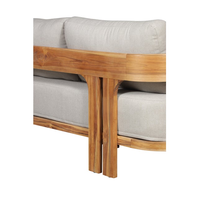 Paradiso Outdoor Solid Teak Wood Sofa - Gray Fabric For Sale - Image 9 of 13
