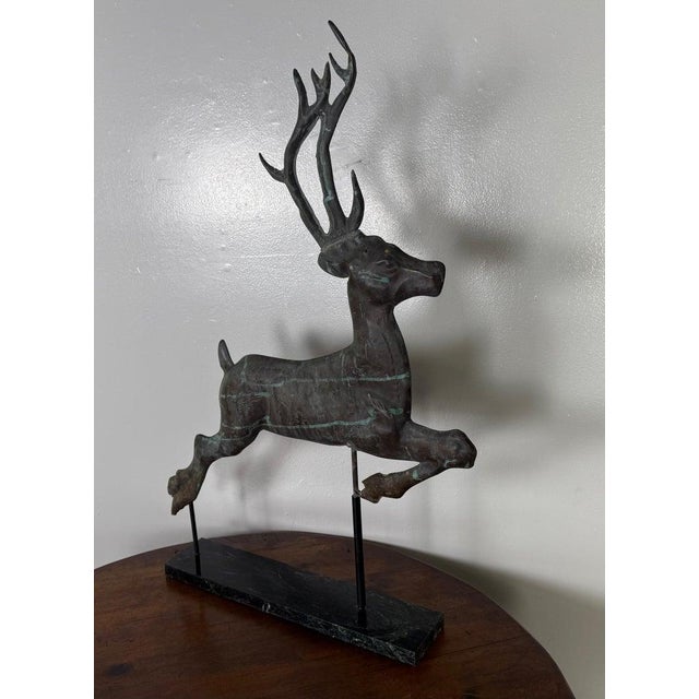 Vintage Copper Leaping Stag Weathervane, Distressed Patina, 1940s For Sale - Image 13 of 13