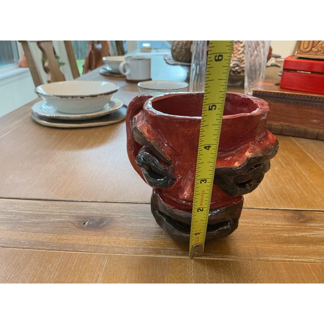 1990s Folk Art Signed Studio Folk Art Ugly Face Mug “Mark” For Sale In Chicago - Image 6 of 7
