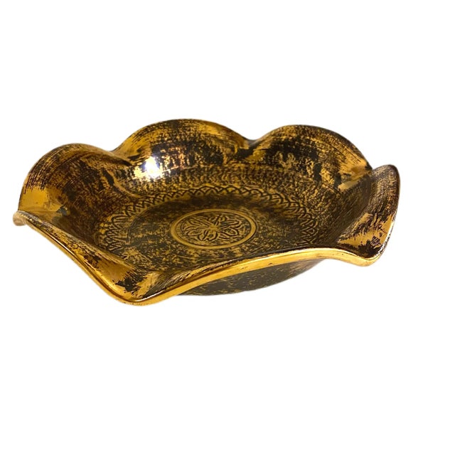 Mid 20th Century Stangl Pottery Black and Gold Flower Bowl For Sale - Image 5 of 9
