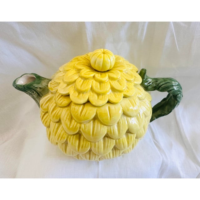 Fitz & Floyd Oci Yellow Zinnia Flower Teapot For Sale In Palm Springs - Image 6 of 7