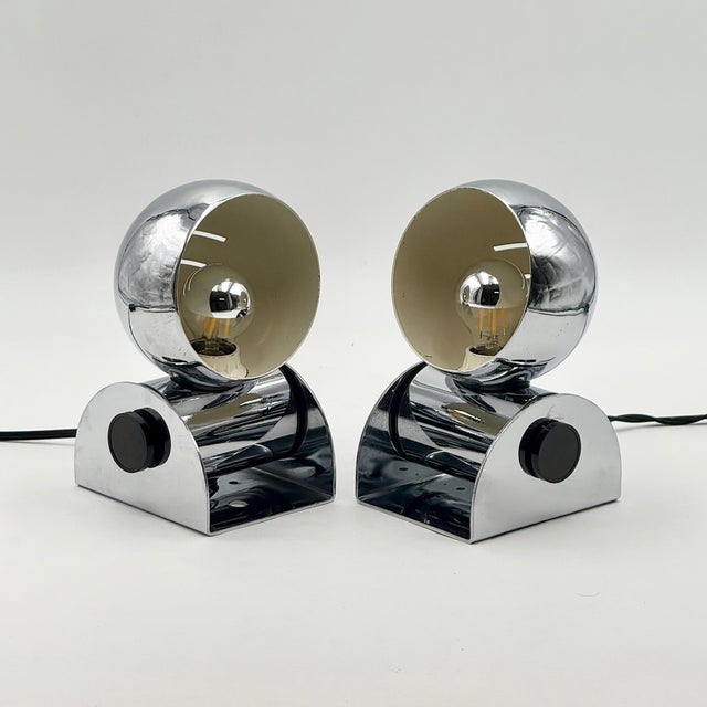 Chrome Eyeball Lamps by Enrico Tronconi for Tronconi, Italy, 1970s, Set of 2 For Sale - Image 3 of 10