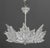Lalique Champs-Elysees Chandelier, six-lights with molded clear and frosted leaf motif on chrome-plated hexagonal frame,...