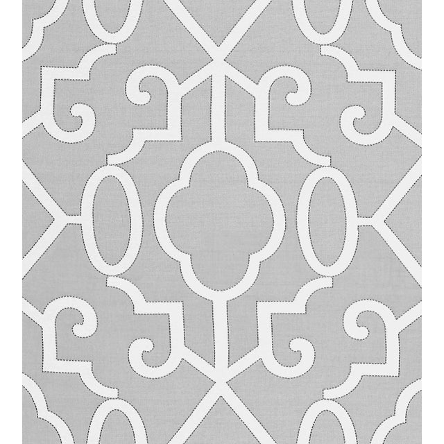 Sample - The House of Scalamandré Ming Fretwork Wp Wallcovering, Silver For Sale