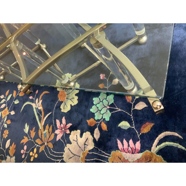 Charles Hollis Jones Nickel/Chrome and Lucite Treillage Cocktail Table For Sale - Image 11 of 14