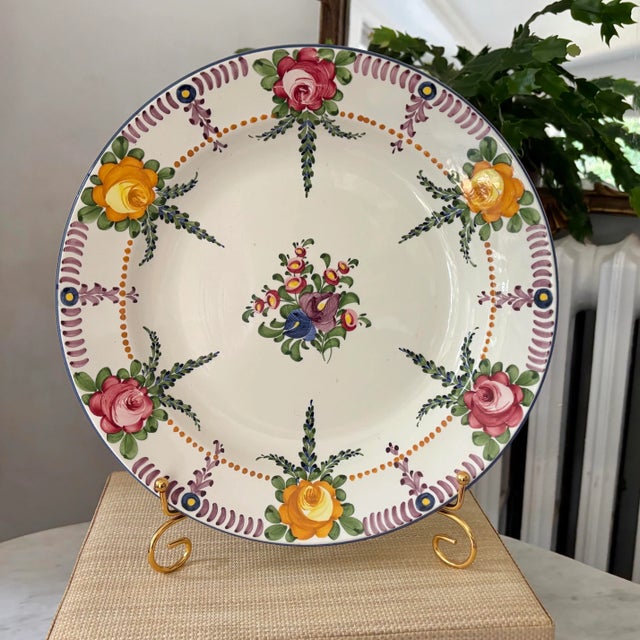 Vintage Hand-Painted Faience Wall Plate by Zell For Sale - Image 10 of 10