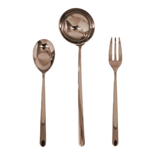 Mepra Linea 3-Piece Serving Set, Bronze For Sale
