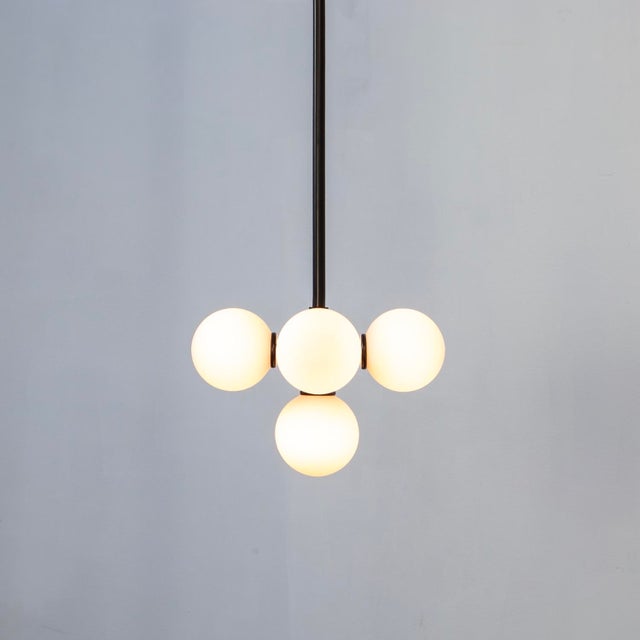Bunch Pendant, Black, 30.25in H, 3 Inches Glass Globes, by Research.Lighting, Modern, Minimal Hanging Light For Sale - Image 4 of 6