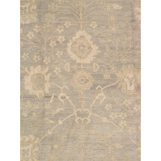 Vintage Oushak Carpet, Oriental Rug, Handmade Green Grey, Ivory, Saffron For Sale In New York - Image 6 of 12