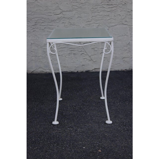 Vintage Wrought Iron And Glass Patio Side Table For Sale - Image 13 of 15