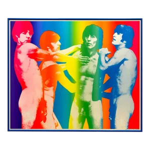 Richard Bernstein Vintage 1968 Mid Century Modern " the Beatles " Lithograph Print Framed Pop Art Poster