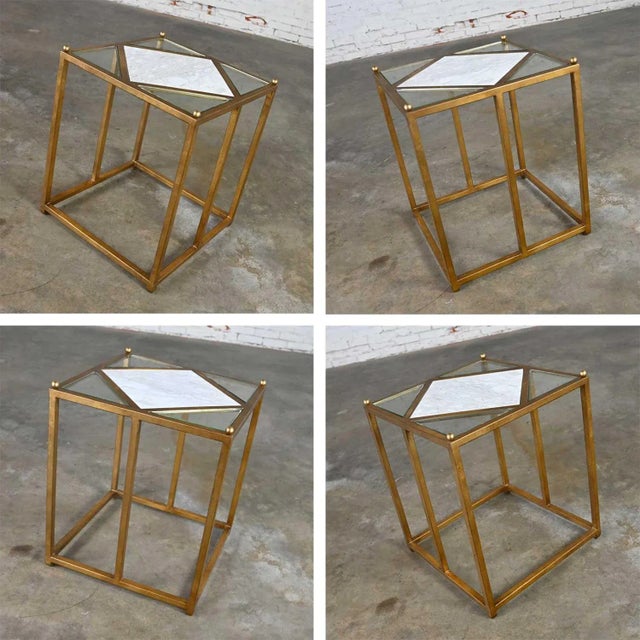 Chelsea House Jamie Merida Collection Iron Antique Gold Leaf Harlequin Side Table For Sale - Image 11 of 18