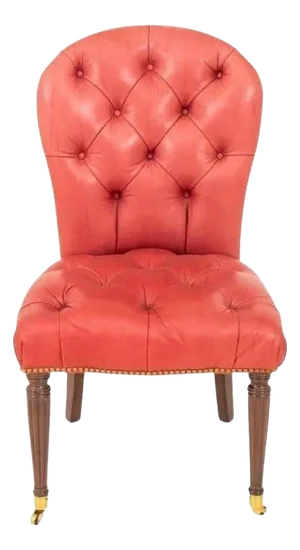 Regency Style Edward Ferrell Leather Tufted Side Chair With Mahogany Legs