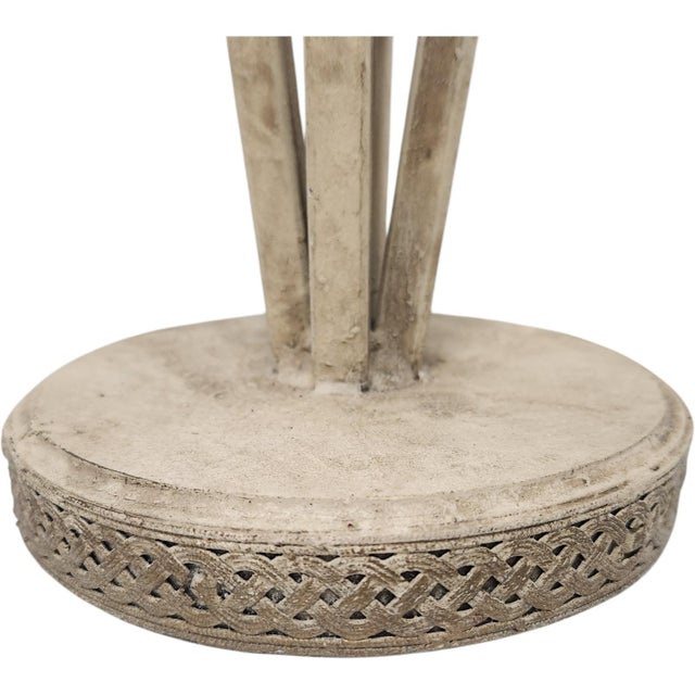 Late 20th Century Neoclassical Faux Stone Metal Table Lamps With Acanthus Leaf & Orb Accents - Pair For Sale - Image 9 of 11