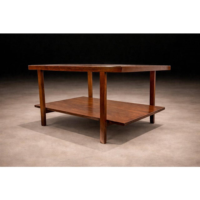 Brazilian Modern Rectangular Side Table in Rosewood & Glass, Unknown, 1960s For Sale - Image 4 of 10