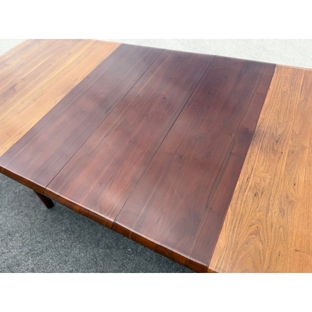 Mid-Century Modern 1950's Solid Walnut Dining Table + Leaves + Pad Protector by Bissman Furniture For Sale - Image 16 of 18
