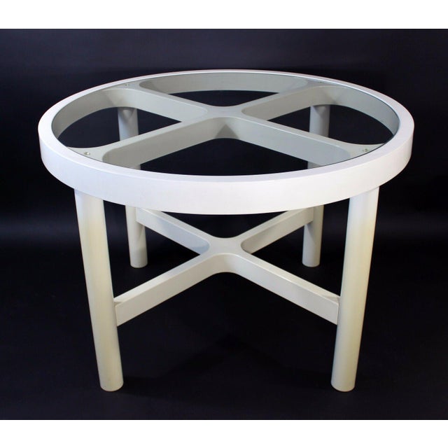 Mid Century Modern Round White Plastic Glass Dining Table ...