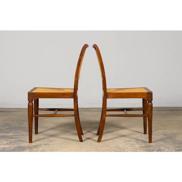 1940s French Provincial Walnut & Cane Dining Chairs, Set of 6 For Sale - Image 11 of 18