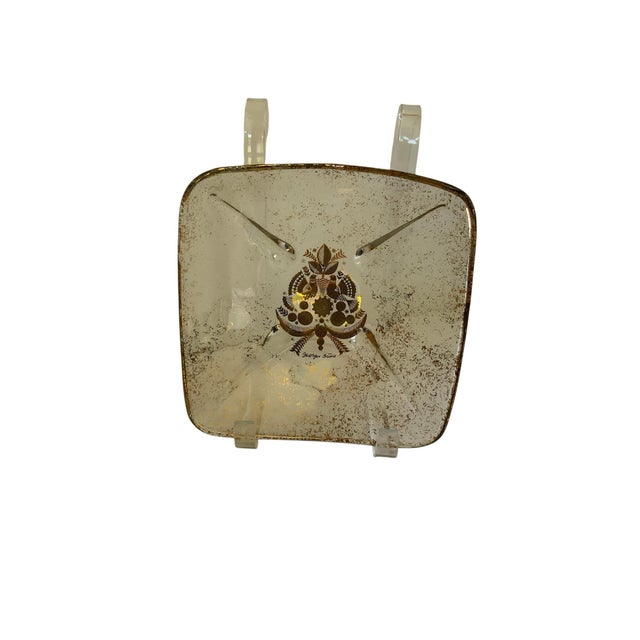 Vintage George Briard Glass Sonata 4 Square Bowls 22K Gold Made in USA 1960s. Each Approx. 2 3/8" Tall 6 1/8" Square...