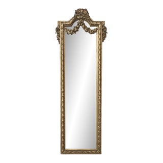 19th Century Italian Hand Carved Giltwood Louis XVI Mirror For Sale