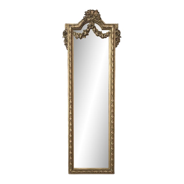 19th Century Italian Hand Carved Giltwood Louis XVI Mirror For Sale