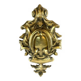 Antique Victorian Ornate Cast Brass Door Knocker With Acanthus Scrollwork, Circa 1900 For Sale