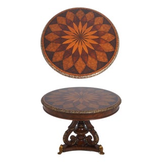 Maitland Smith Round Inlaid Top Bronze Feet Center Table For Sale