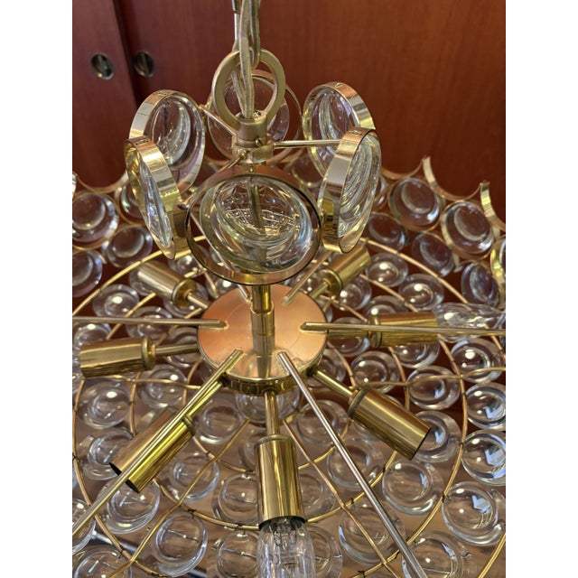 Metal Brass and Crystal Glass Chandelier from Palwa, 1970s For Sale - Image 7 of 10