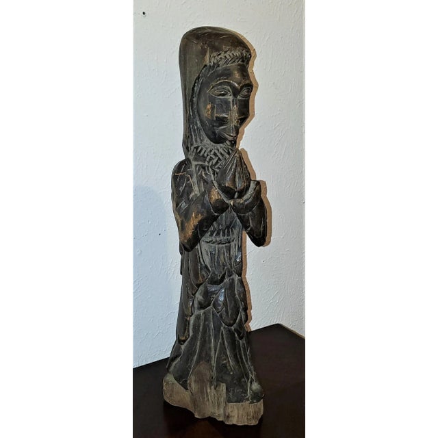 Mid 20th Century Vintage African Carved Wooden Nun For Sale - Image 5 of 11
