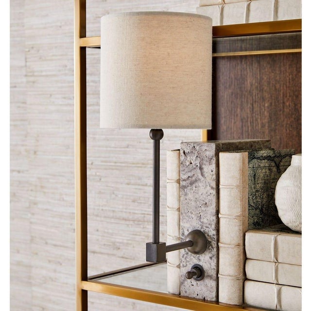 Contemporary On a Shelf Lamp - Travertine/Bronze For Sale - Image 3 of 7