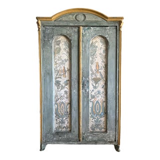 Late 19th Century Painted French Pine Armoire For Sale