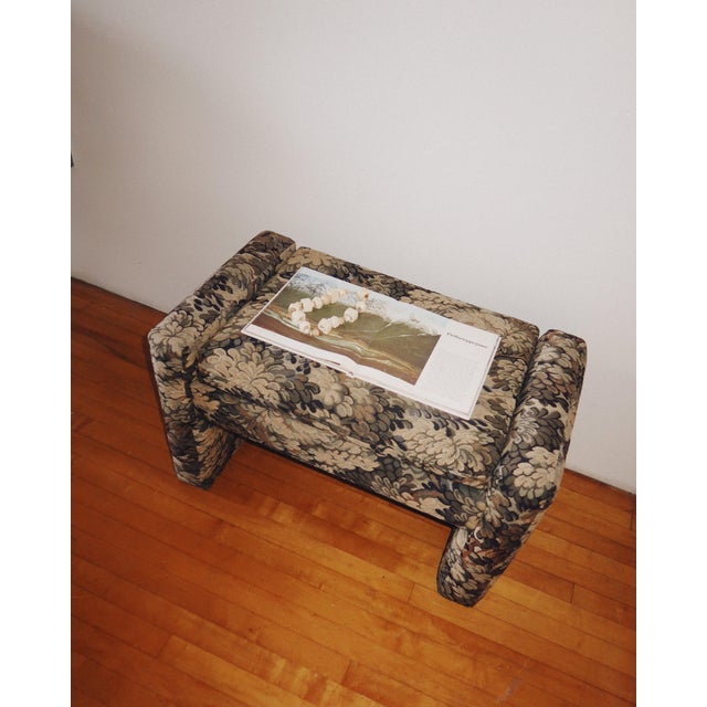 Vintage Parsons Style Upholstered Ottoman in Floral Tapestry Fabric For Sale - Image 4 of 10