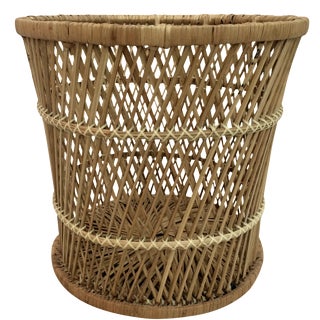 Rattan Wastebasket For Sale