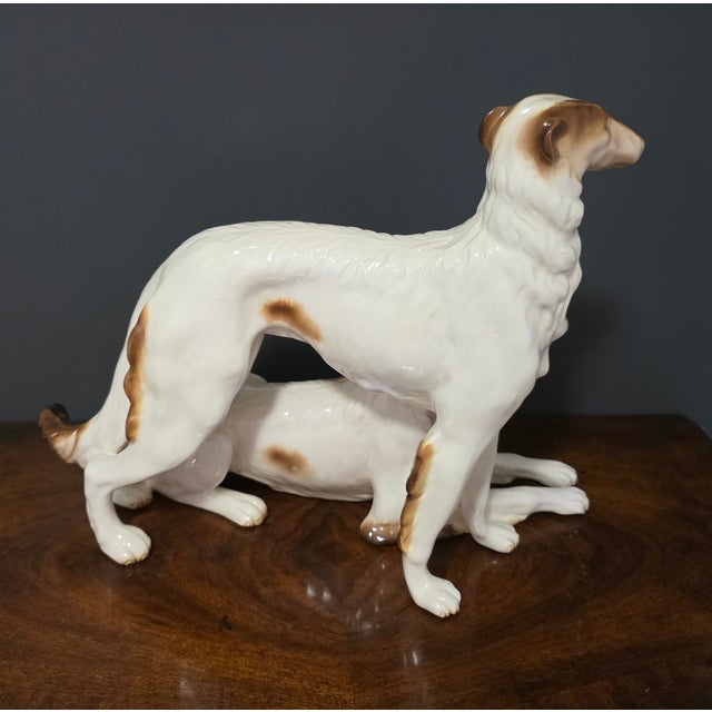 Mid-Century Modern Mid-Century Borzoi Dog Sculpture by Paul S., Italy – Large Ceramic Russian Wolfhound Figurine For Sale - Image 3 of 7