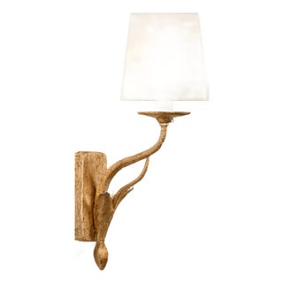 Chapman & Myers for Visual Comfort Signature Amalfi 15" Sconce in Milano Gold with Linen Shade For Sale
