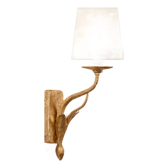 Chapman & Myers for Visual Comfort Signature Amalfi 15" Sconce in Milano Gold with Linen Shade For Sale